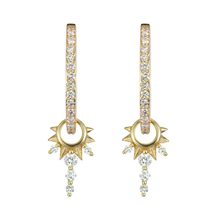 Earrings Three Stories Jewelry Small Diamond Love Explosion Charm