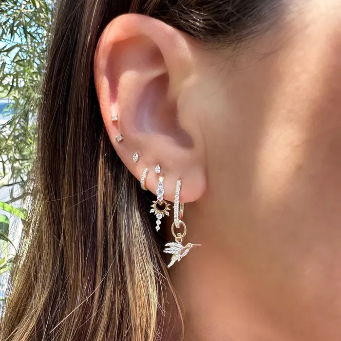 Earrings Three Stories Jewelry Small Diamond Love Explosion Charm