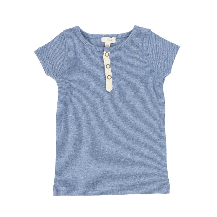 Lil Legs Lil Legs Ribbed Tab Tee Short Sleeve Denim Heather Earrings