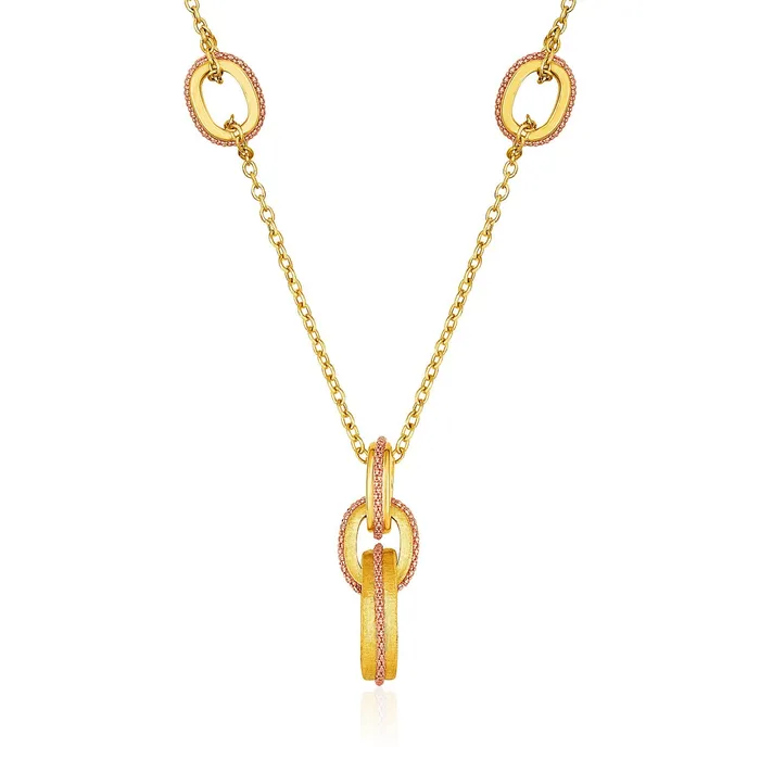Necklaces MayaMila 14k TwoTone Yellow and Rose Gold Link and Chain Necklace Necklaces MayaMila 14k TwoTone Yellow and Rose Gold Link and Chain Necklace