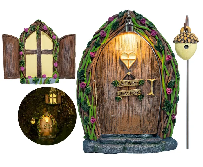 Necklaces Tree Poetry Opening Fairy Door and Window for Trees with Light yard art Necklaces Tree Poetry Opening Fairy Door and Window for Trees with Light yard art