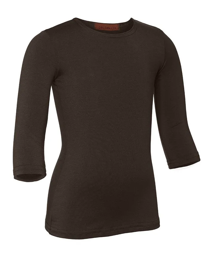 Pea Bee Jae PBJ Girls Lycra 34 Sleeve Shell Brown Earrings