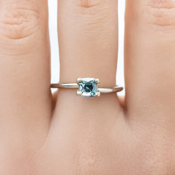 Rings Envero Jewelry 090ct Cushion Cut Blue Green Montana Sapphire Rings Envero Jewelry 090ct Cushion Cut Blue Green Montana Sapphire