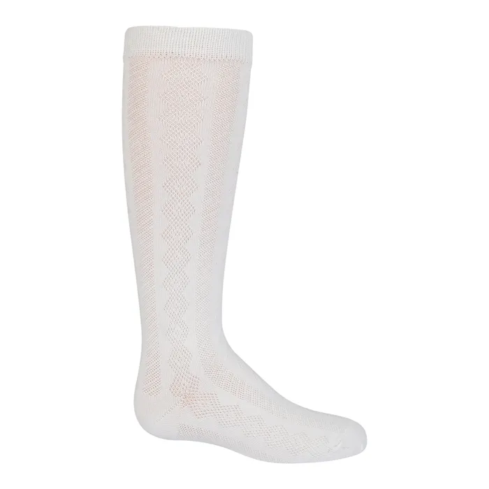 Rings Zubii Zubii Diamond Cut Texture Knee Socks 234 Ivory 99