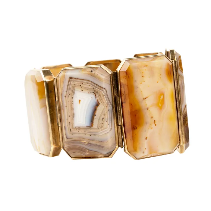 19th Century Era Agate Specimen Bracelet Bell Bird Antiques Bracelets