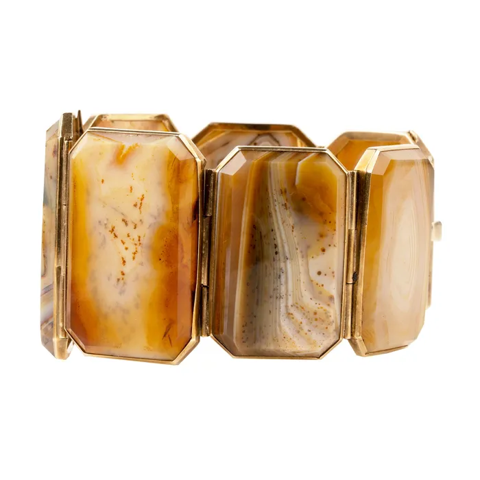 19th Century Era Agate Specimen Bracelet Bell Bird Antiques Bracelets