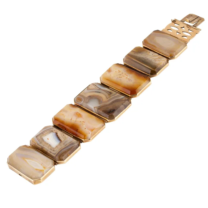 19th Century Era Agate Specimen Bracelet Bell Bird Antiques Bracelets