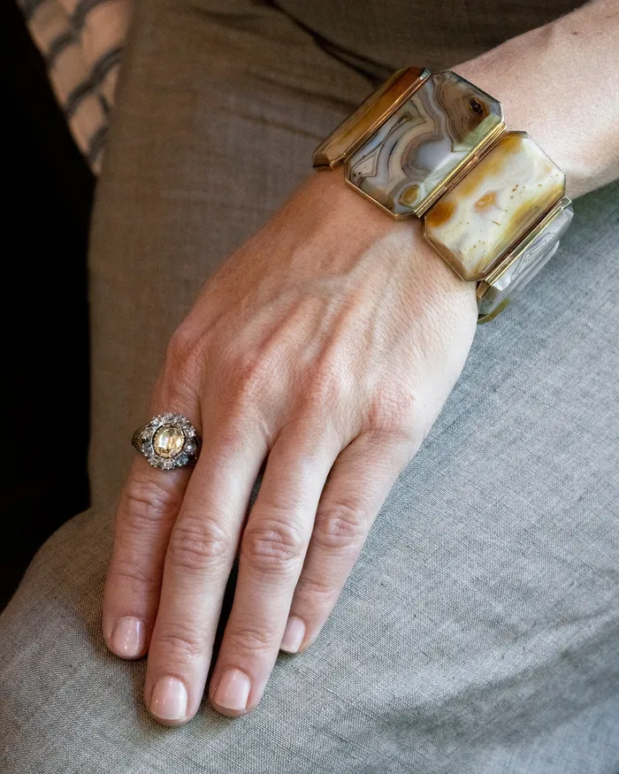 19th Century Era Agate Specimen Bracelet Bell Bird Antiques Bracelets