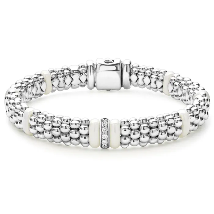Bracelets LAGOS White Caviar Single Station Diamond Caviar Bracelet 9mm
