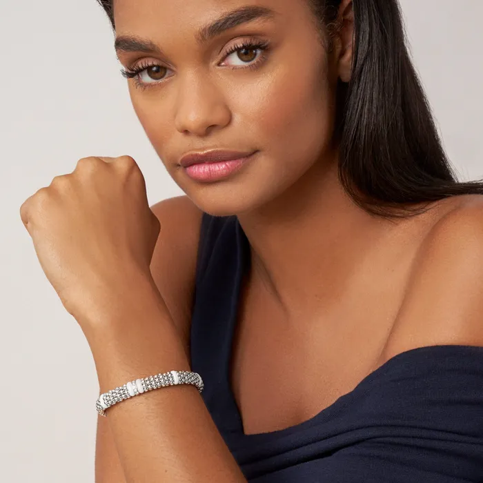 Bracelets LAGOS White Caviar Single Station Diamond Caviar Bracelet 9mm