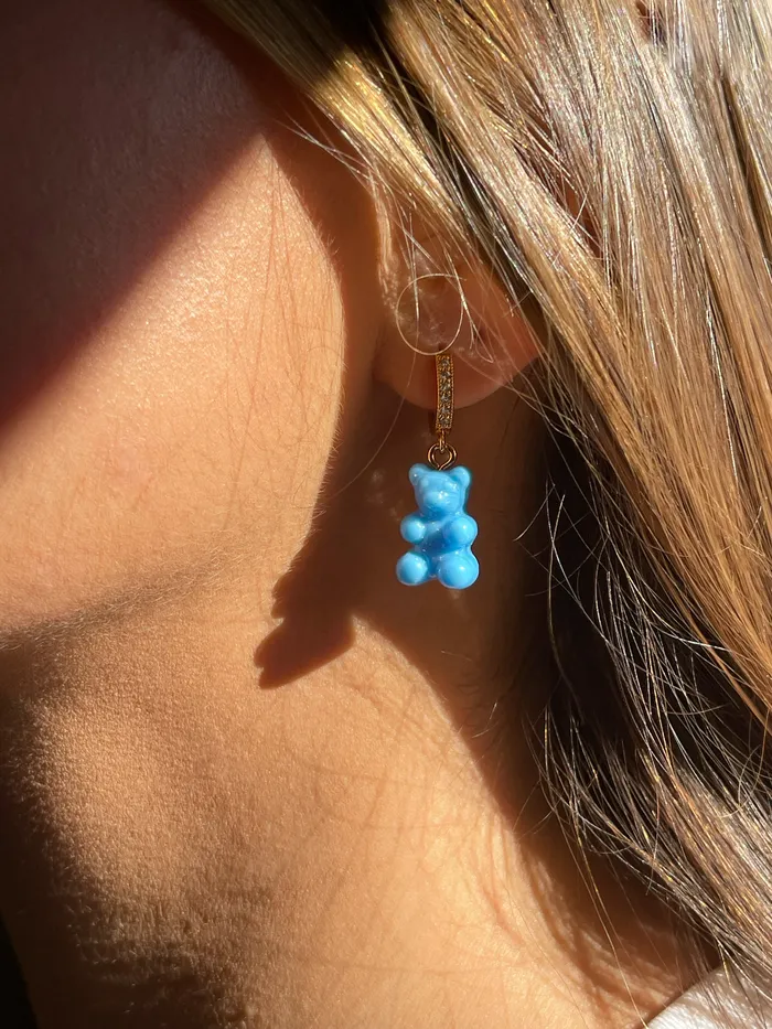Crystal Haze Jewelry Earrings Nostalgia bear hoop Lagoon