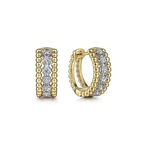 Earrings GABRIEL CO 14K WhiteYellow Gold Bujukan Huggie Pave Diamond Earrings Earrings GABRIEL CO 14K WhiteYellow Gold Bujukan Huggie Pave Diamond Earrings