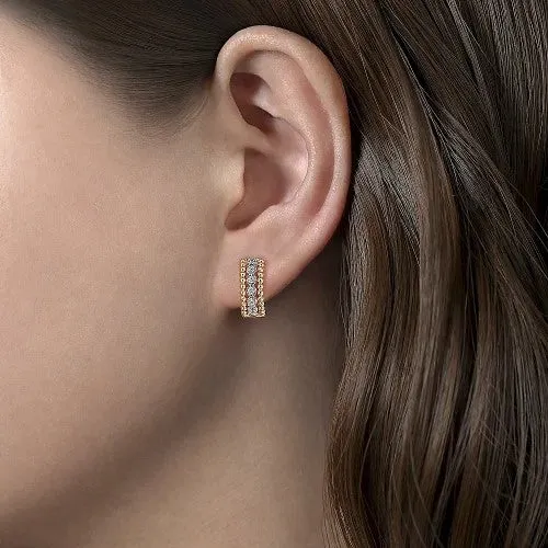Earrings GABRIEL CO 14K WhiteYellow Gold Bujukan Huggie Pave Diamond Earrings Earrings GABRIEL CO 14K WhiteYellow Gold Bujukan Huggie Pave Diamond Earrings