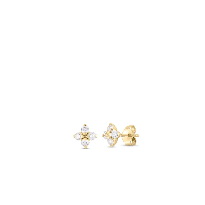 Earrings ROBERTO COIN 18K YELLOW GOLD LOVE IN VERONA SMALL DIAMOND FLOWER STUD EARRINGS Earrings ROBERTO COIN 18K YELLOW GOLD LOVE IN VERONA SMALL DIAMOND FLOWER STUD EARRINGS