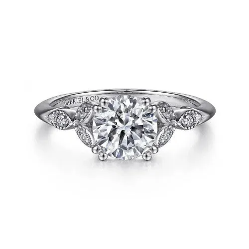 GABRIEL CO Celia 14K White Gold Round Diamond Engagement Ring setting only Rings GABRIEL CO Celia 14K White Gold Round Diamond Engagement Ring setting only Rings