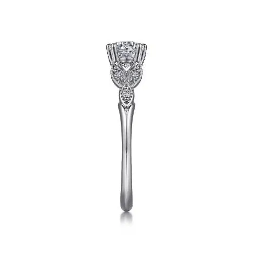 GABRIEL CO Celia 14K White Gold Round Diamond Engagement Ring setting only Rings
