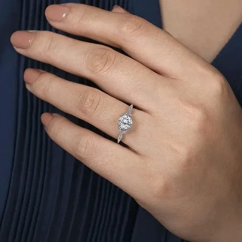 GABRIEL CO Celia 14K White Gold Round Diamond Engagement Ring setting only Rings