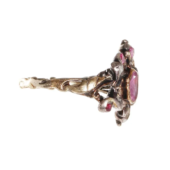 Georgian Diamond and Ruby Ring Bell Bird Antiques Rings