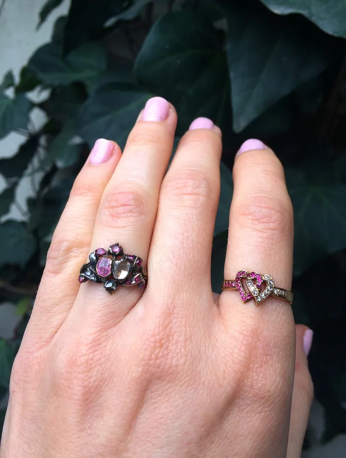 Georgian Diamond and Ruby Ring Bell Bird Antiques Rings