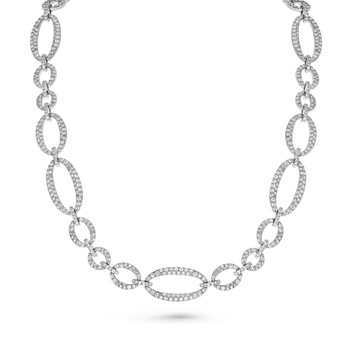 Necklaces Polachecks Collection Mix Size Diamond Link Necklace