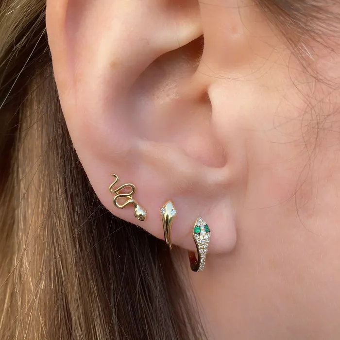NicoleHD Jewelry Earrings Large Gold Snake Stud Earrings