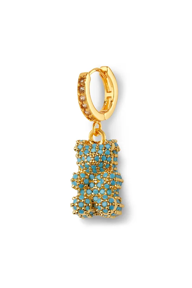 Pave Nostalgia bear hoop Mykonos blue Crystal Haze Jewelry Earrings