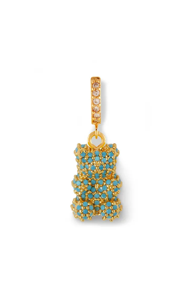 Pave Nostalgia bear hoop Mykonos blue Crystal Haze Jewelry Earrings