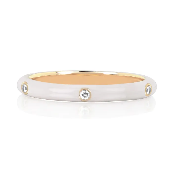 Rings EF COLLECTION White Enamel Stack Ring