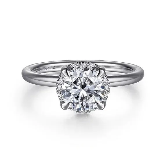 Rings GABRIEL CO 14K White Gold Round Hidden Halo Diamond Engagement Ring Setting Only Rings GABRIEL CO 14K White Gold Round Hidden Halo Diamond Engagement Ring Setting Only