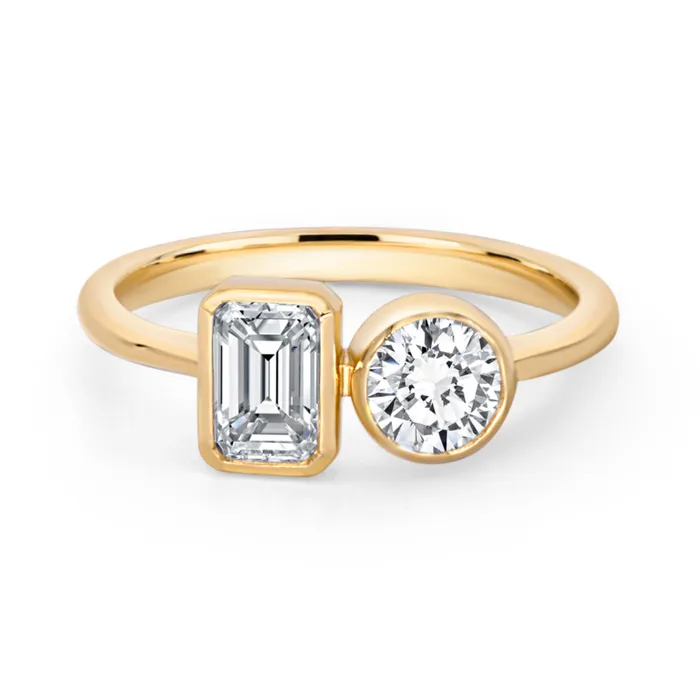 Rings Polachecks Collection Emerald Round Cut Bezel Set Diamond Ring 120tw