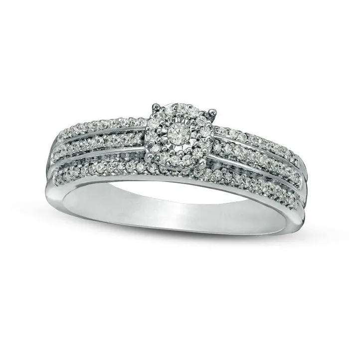 033 CT TW Natural Diamond Frame MultiRow Engagement Ring in Solid 10K White Gold Goldia Rings 033 CT TW Natural Diamond Frame MultiRow Engagement Ring in Solid 10K White Gold Goldia Rings