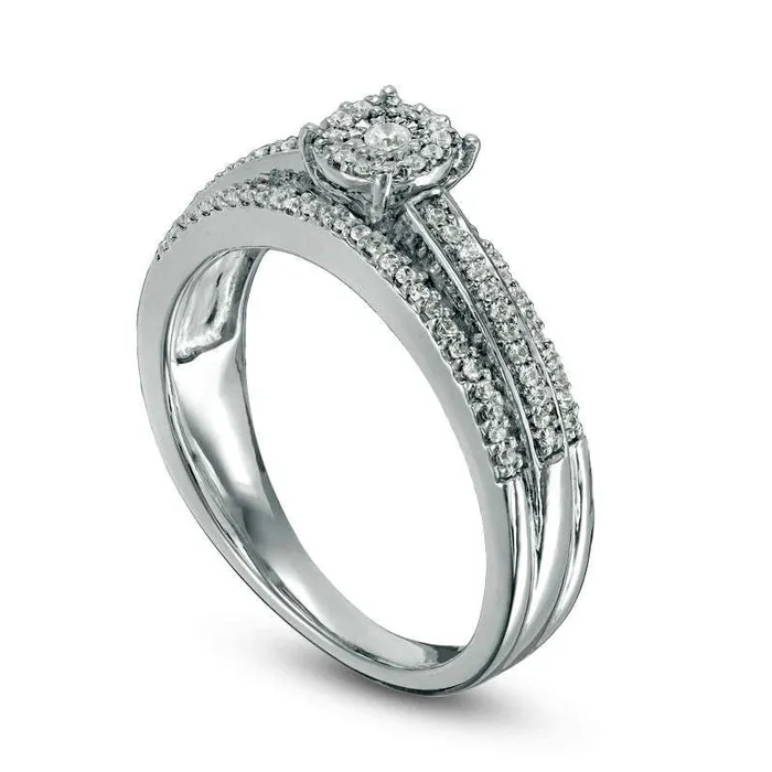 033 CT TW Natural Diamond Frame MultiRow Engagement Ring in Solid 10K White Gold Goldia Rings 033 CT TW Natural Diamond Frame MultiRow Engagement Ring in Solid 10K White Gold Goldia Rings
