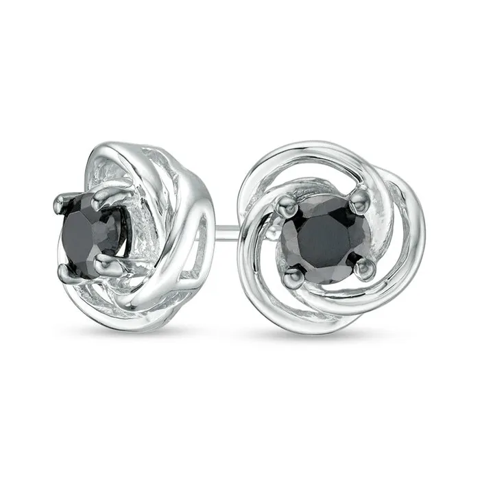 05 CT TW Enhanced Black Diamond Solitaire Love Knot Stud Earrings in 10K White Gold Goldia Earrings 05 CT TW Enhanced Black Diamond Solitaire Love Knot Stud Earrings in 10K White Gold Goldia Earrings
