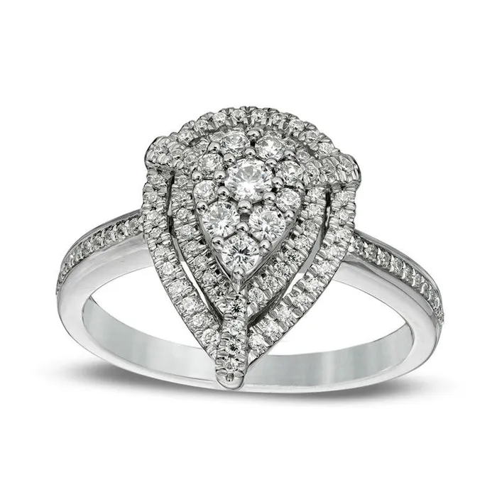 050 CT TW Composite Natural Diamond TeardropShaped Frame Engagement Ring in Solid 10K White Gold Goldia Rings 050 CT TW Composite Natural Diamond TeardropShaped Frame Engagement Ring in Solid 10K White Gold Goldia Rings