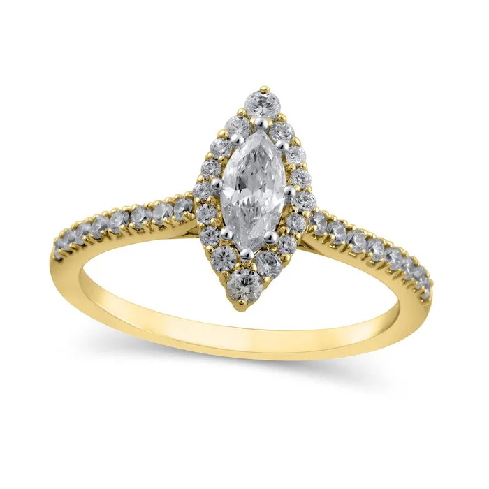 063 CT TW Marquise Natural Diamond Frame Engagement Ring in Solid 10K Yellow Gold Goldia Rings 063 CT TW Marquise Natural Diamond Frame Engagement Ring in Solid 10K Yellow Gold Goldia Rings