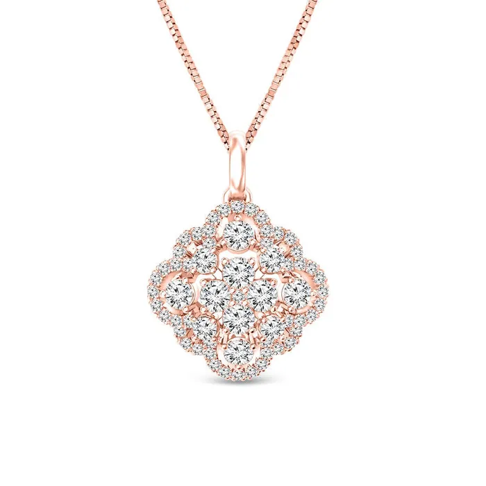 075 CT TW Composite Natural Diamond Scallop Frame Pendant in 10K Rose Gold Goldia Necklaces 075 CT TW Composite Natural Diamond Scallop Frame Pendant in 10K Rose Gold Goldia Necklaces