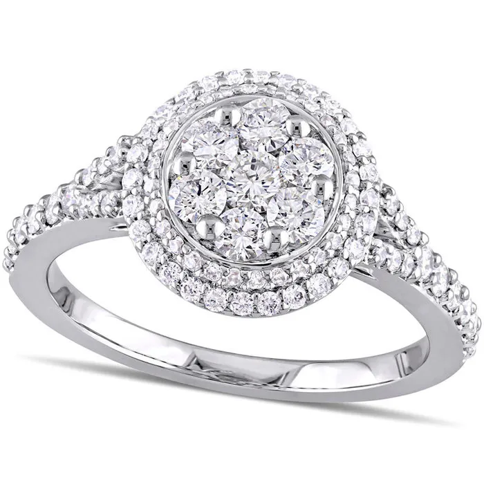 10 CT TW Composite Natural Diamond Double Frame Engagement Ring in Solid 14K White Gold Goldia Rings 10 CT TW Composite Natural Diamond Double Frame Engagement Ring in Solid 14K White Gold Goldia Rings