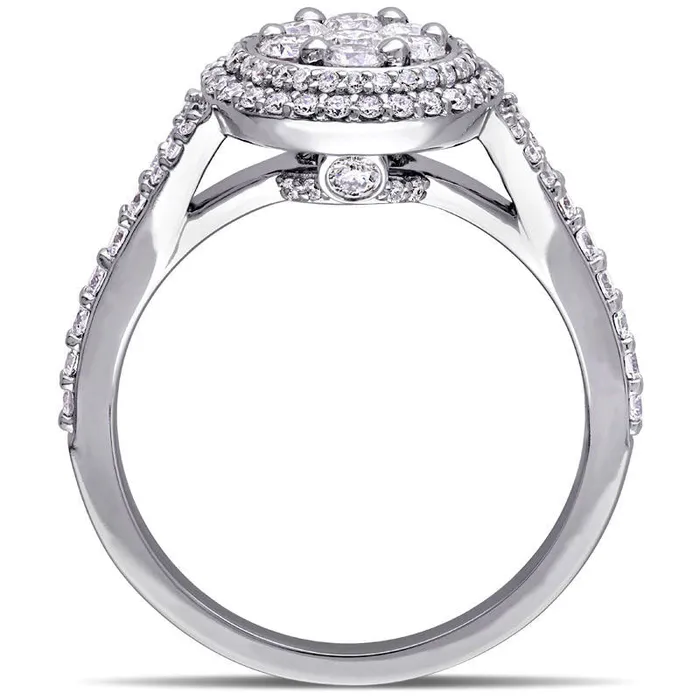 10 CT TW Composite Natural Diamond Double Frame Engagement Ring in Solid 14K White Gold Goldia Rings 10 CT TW Composite Natural Diamond Double Frame Engagement Ring in Solid 14K White Gold Goldia Rings