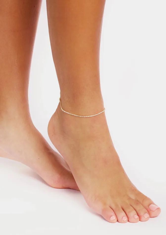 10 ct tw Classic FourProng Natural Diamond Tennis Anklet Bracelet in 10K White Gold Goldia Bracelets