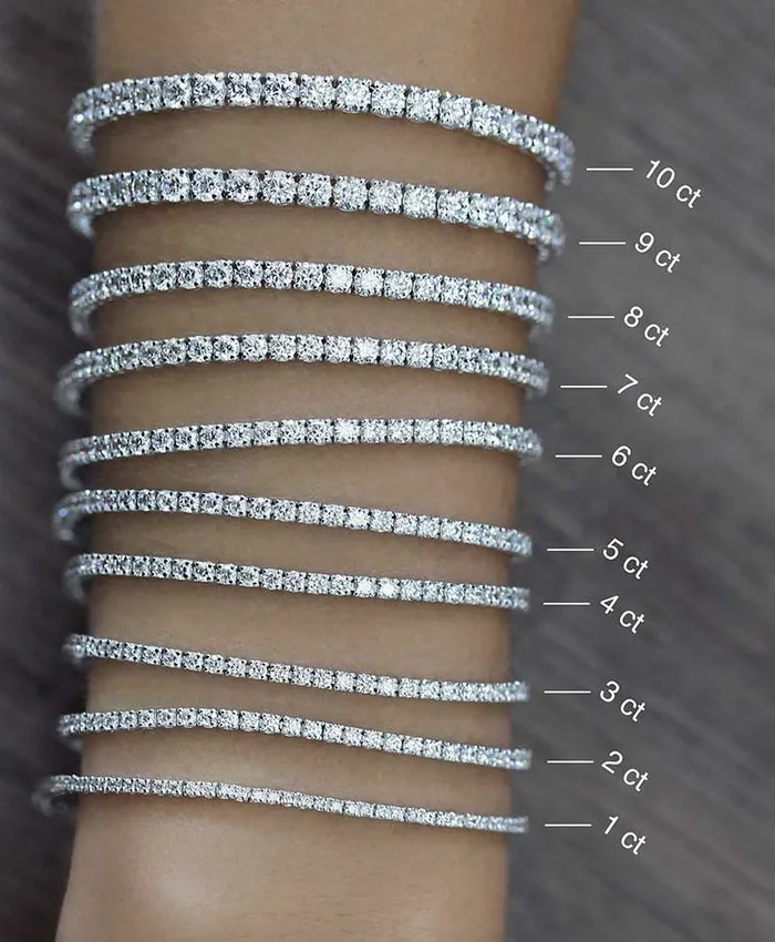 10 ct tw Classic FourProng Natural Diamond Tennis Anklet Bracelet in 10K White Gold Goldia Bracelets