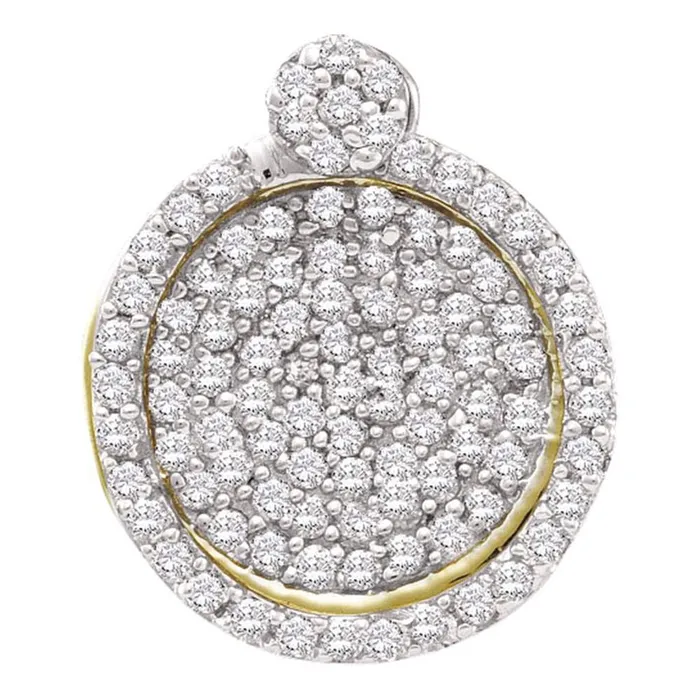 10k Yellow Gold Round Diamond Circle Frame Cluster Pendant 13 Cttw gndatlanta Necklaces 10k Yellow Gold Round Diamond Circle Frame Cluster Pendant 13 Cttw gndatlanta Necklaces