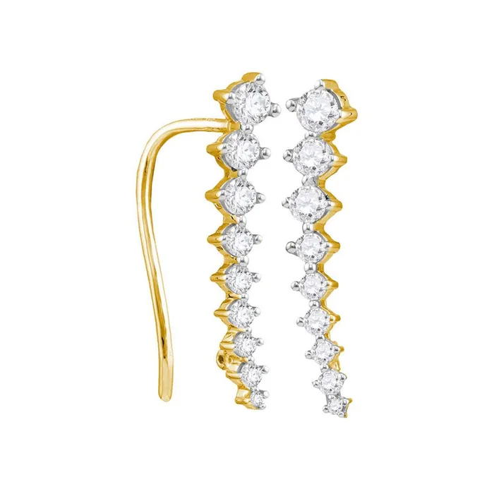 10k Yellow Gold Round Diamond Journey Climber Earrings 12 Cttw gndatlanta Earrings 10k Yellow Gold Round Diamond Journey Climber Earrings 12 Cttw gndatlanta Earrings