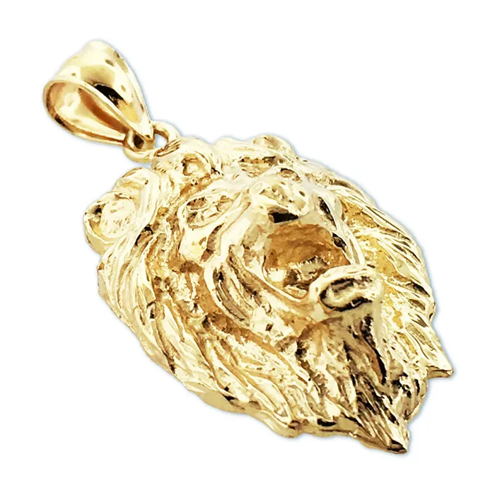 14K Gold Growling Lion Head Pendant Goldia Necklaces