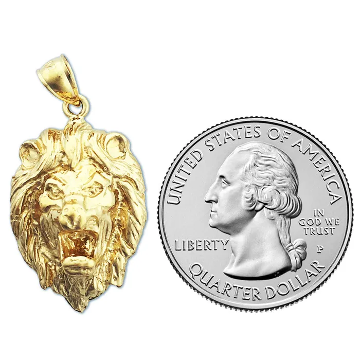 14K Gold Growling Lion Head Pendant Goldia Necklaces