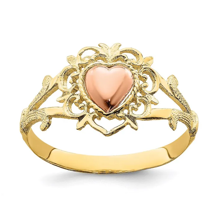 14k TwoTone Gold Heart Ring Goldia Rings
