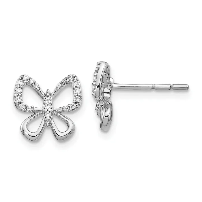 14k White Gold 16 Ct Lab Grown Diamond VSSI G Butterfly Post Earrings Goldia Earrings 14k White Gold 16 Ct Lab Grown Diamond VSSI G Butterfly Post Earrings Goldia Earrings