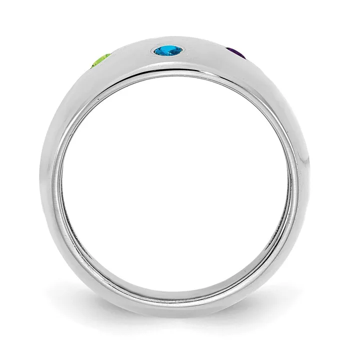 14K White Gold 4 Birthstone Personalized Cigar Ring Goldia Rings
