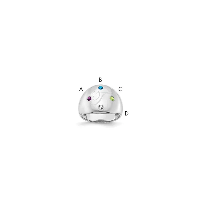 14K White Gold 4 Birthstone Personalized Cigar Ring Goldia Rings