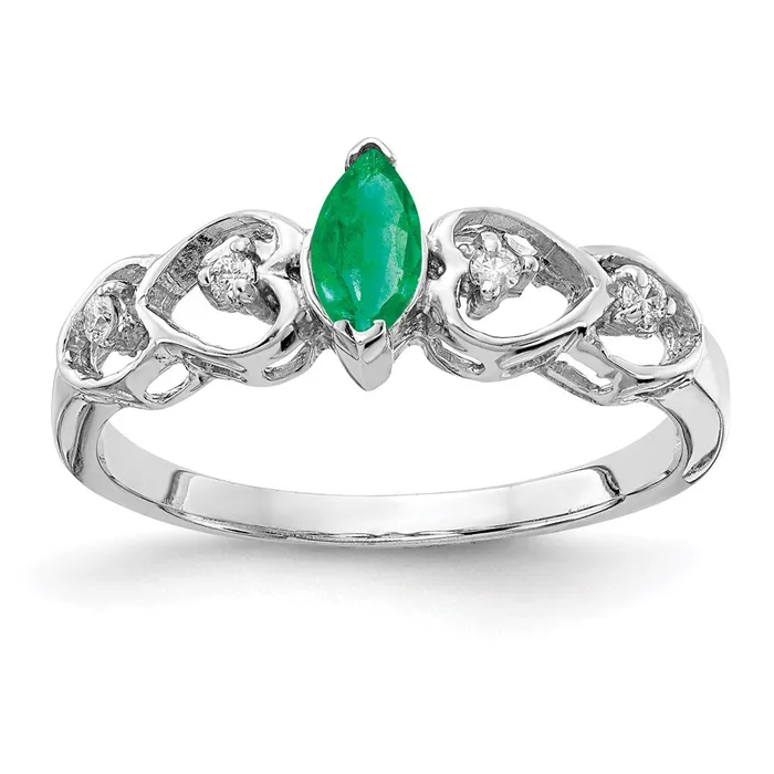 14k White Gold 6x3mm Marquise Emerald A Real Diamond ring Goldia Rings