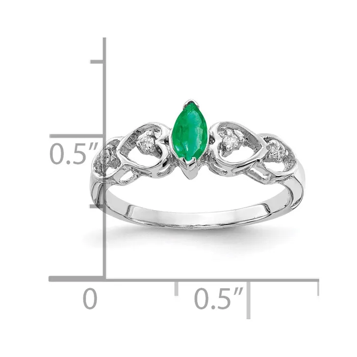 14k White Gold 6x3mm Marquise Emerald A Real Diamond ring Goldia Rings